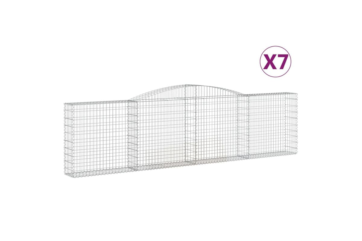 vidaXL 3146871 Arched Gabion Baskets 7 Pcs 400x30x100/120cm Galvanised Iron