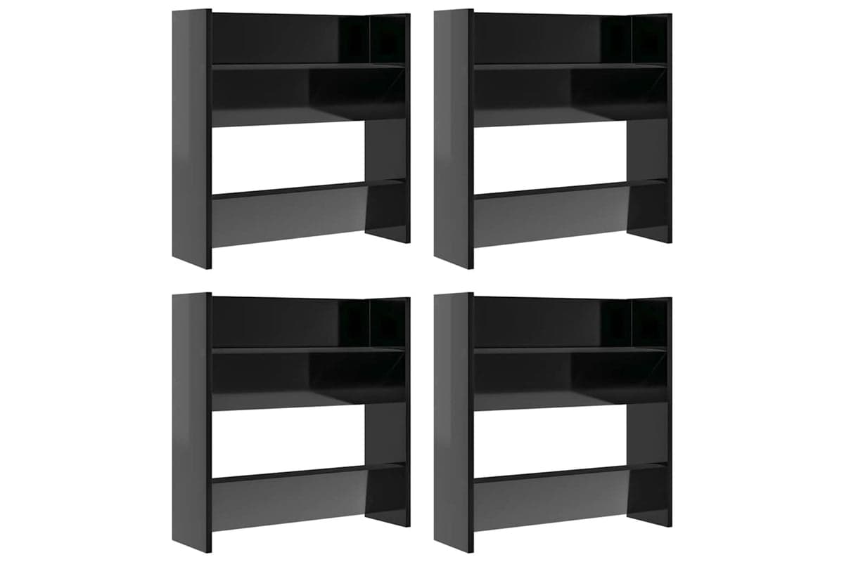 vidaXL 806737 Wall Shoe Cabinets 4 Pcs High Gloss Black 60x18x60cm Engineered Wood