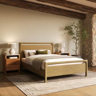 Light oak - Oak  Wooden Bed Frame - Vixen