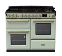 Rangemaster Estel Deluxe 110cm Dual Fuel Range Cooker - Mint with Brass Trim | ESDLO110DFPMNT/AB1