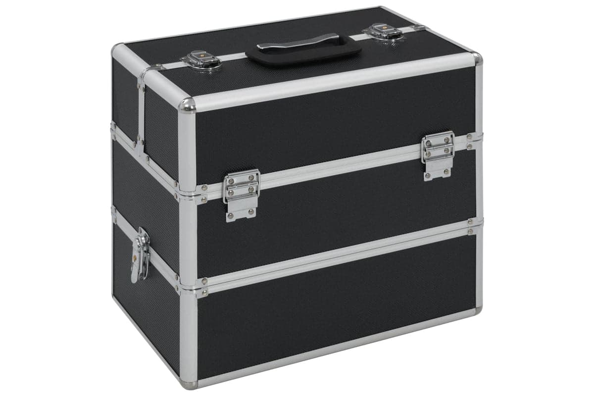 vidaXL 91837 Make-up Case 37x24x35cm Black Aluminium