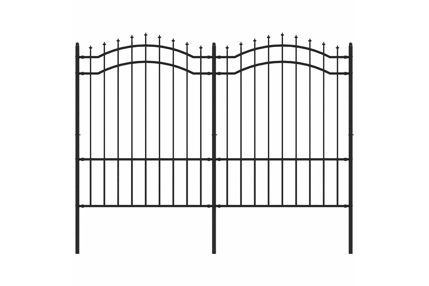 vidaXL 151082 Garden Fence With Spear Top Black 190cm Powder-coated Steel