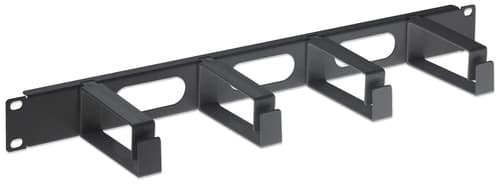 INTELLINET - 19IN CABLE MANAGEMENT PANEL 1U-4 LONG PLASTIC RINGS BLACK