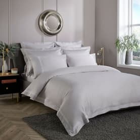 Triple Row Cord 800 Thread Count Duvet Cover White on Grey