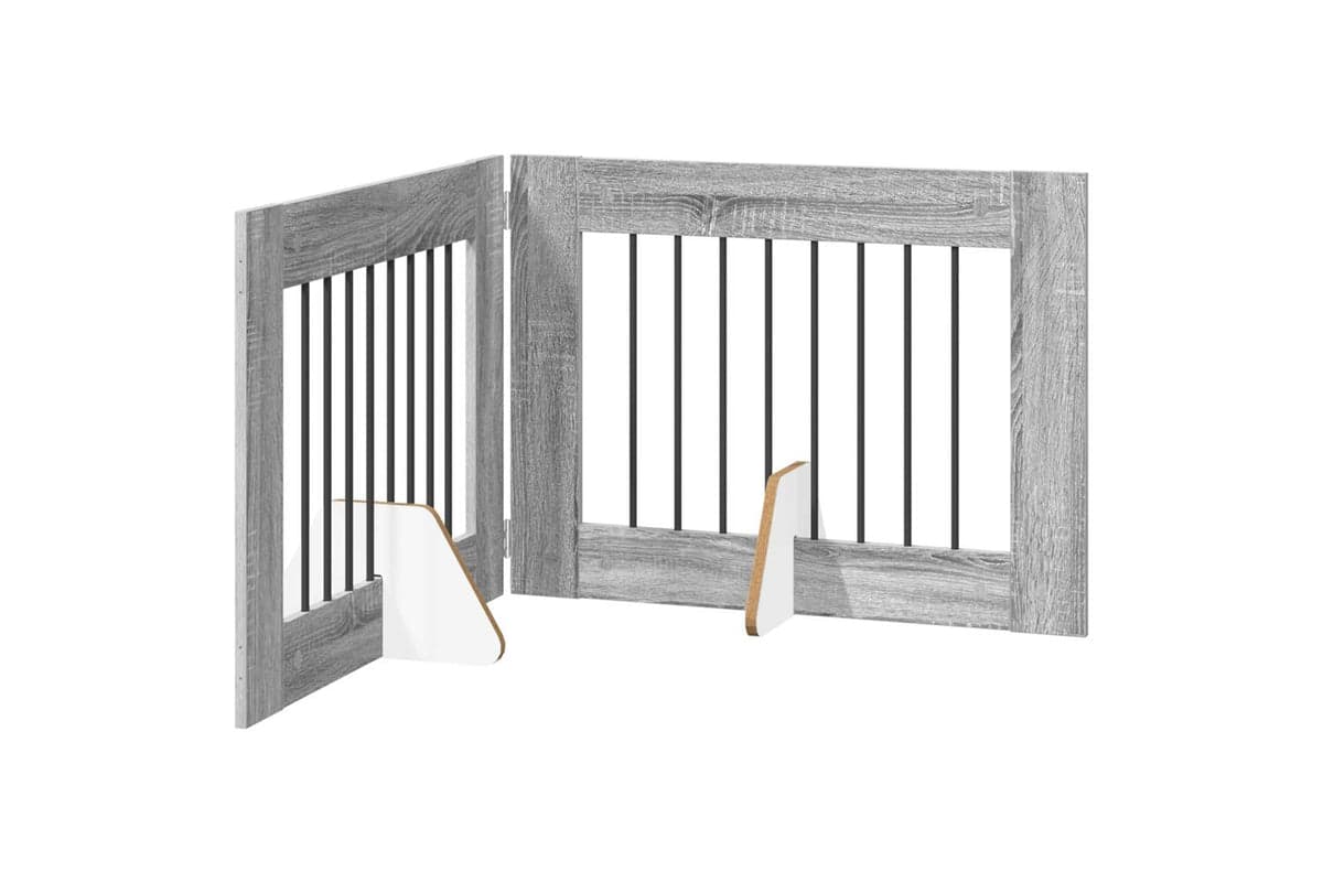 Vidaxl Foldable Dog Gate With Stands 2 Pcs Grey Sonoma 1605 Cm