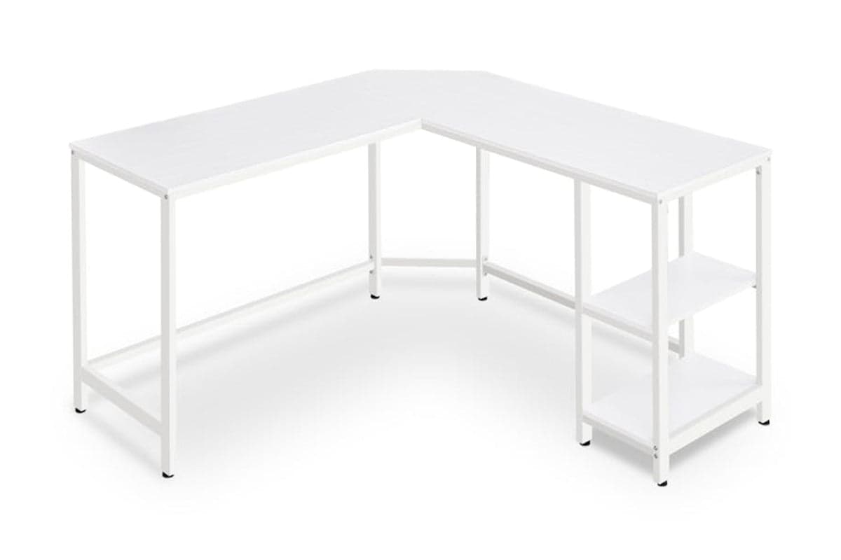 Vasagle L-shaped Computer Desk with 2 Storage Shelves | Maple White (Ex-Display DC250587-000085)
