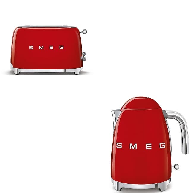 Smeg 50's Retro Kettle & 2 Slice Toaster Set- Red | KLF03RDUK + TSF01RDUK
