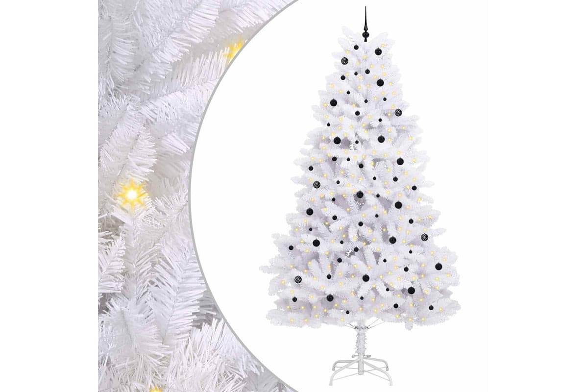 Vidaxl Artificial Hinged Christmas Tree White 300 Cm Pvc And Steel