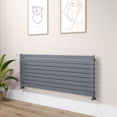 Riace Linea Dark Grey Anthracite Flat Designer Radiator 630x1600mm Single Panel 3795 BTU - Horizontal Bars