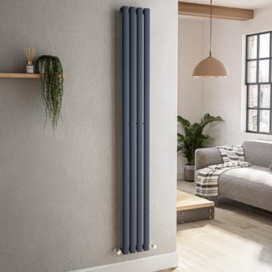 Sorrento Anthracite Vertical Oval Designer Radiator