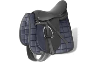 vidaXL 90644 Horse Riding Saddle Set 17.5" Real Leather Black 12cm 5-in-1