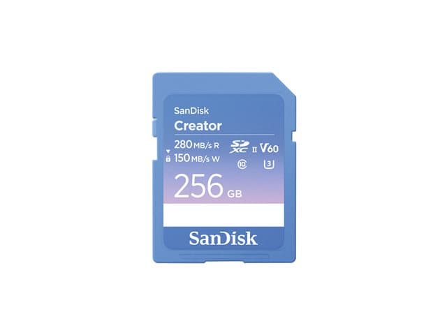 SANDISK - Creator - Flash memory card - 256 GB - Video Class V60 / UHS-II U3 / Class10 - SDXC UHS-II