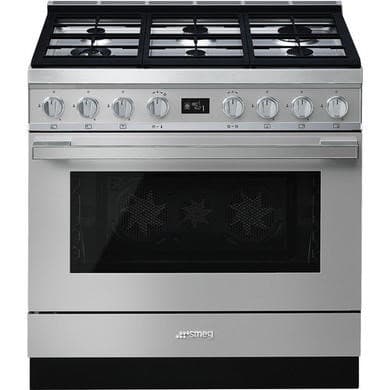 Refurbished Smeg CPF9GPX 90cm Portofino Pyrolytic Dual Fuel Range Cooker - Stainless Steel