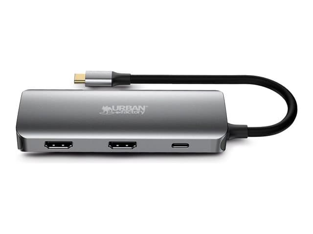 URBAN FACTORY - Urban Factory HUBEE 7 IN 1 - docking station - USB-C 3.1 - 2 x HDMI - 1GbE