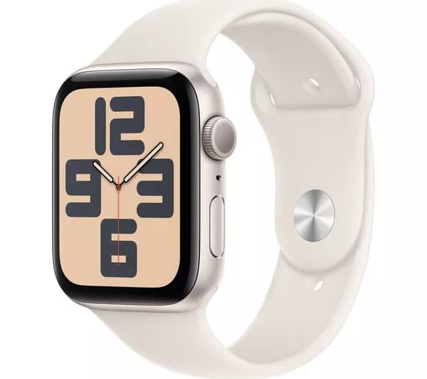 APPLE Watch SE - 44 mm Silver Aluminium Case with Denim Sport Band, M/L