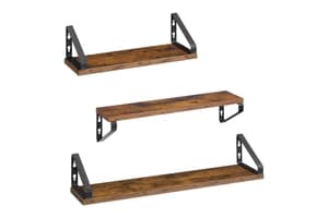 Wall Shelf Set | Wall Storage Shelves | Chipboard & Steel | Set Of 3