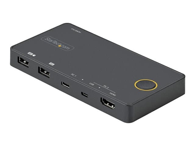STARTECH.COM - Startech 2 Port Hybrid USB-A + HDMI & USB-C KVM Switch, Single 4K 60Hz HDMI 2.0 Monitor, Compact Desktop and/or Laptop HDMI KVM Switch, USB Bus Powered, Thunderbolt 3 Compatible - 2 Port HDMI KVM Switch (SV221HUC4K) - KVM / audio switch - 2 ports