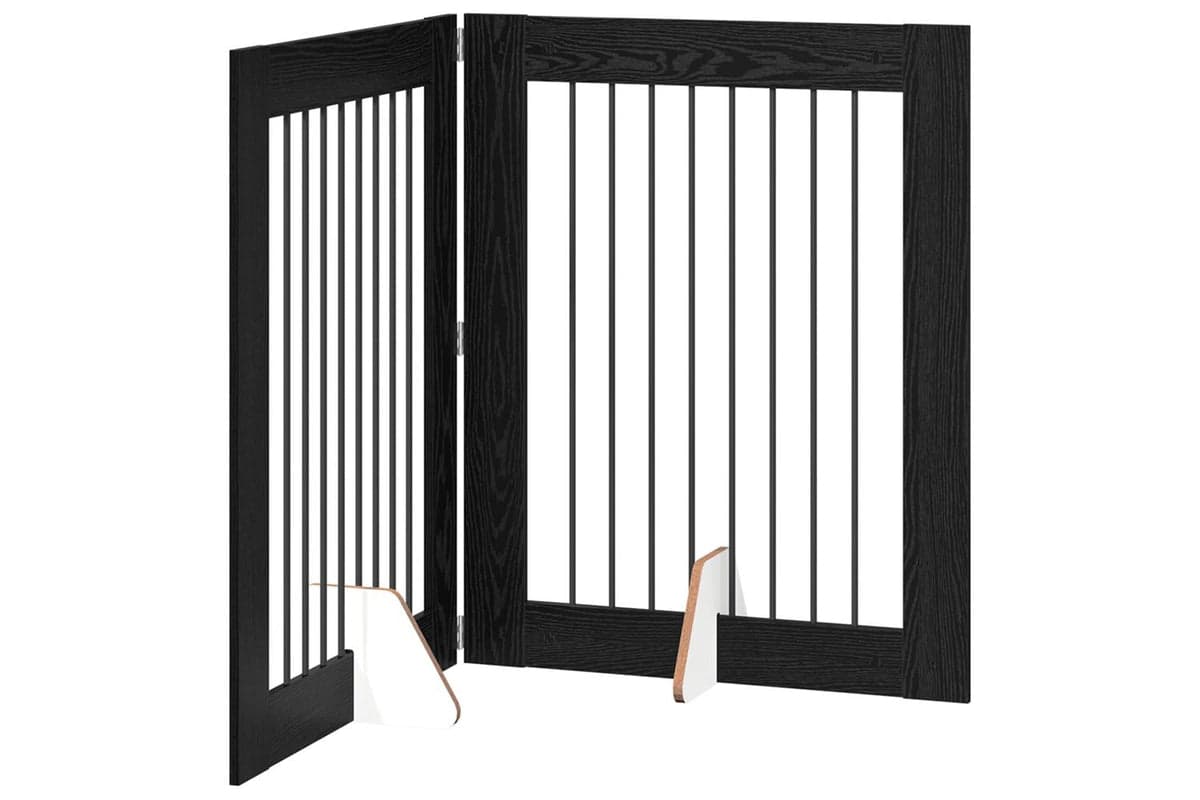 Vidaxl Foldable Dog Gate With Stands 2 Pcs Black Oak 1605 Cm