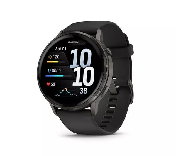 GARMIN Venu 4 Smart Watch - Slate with Black Silicone Band, 45 mm