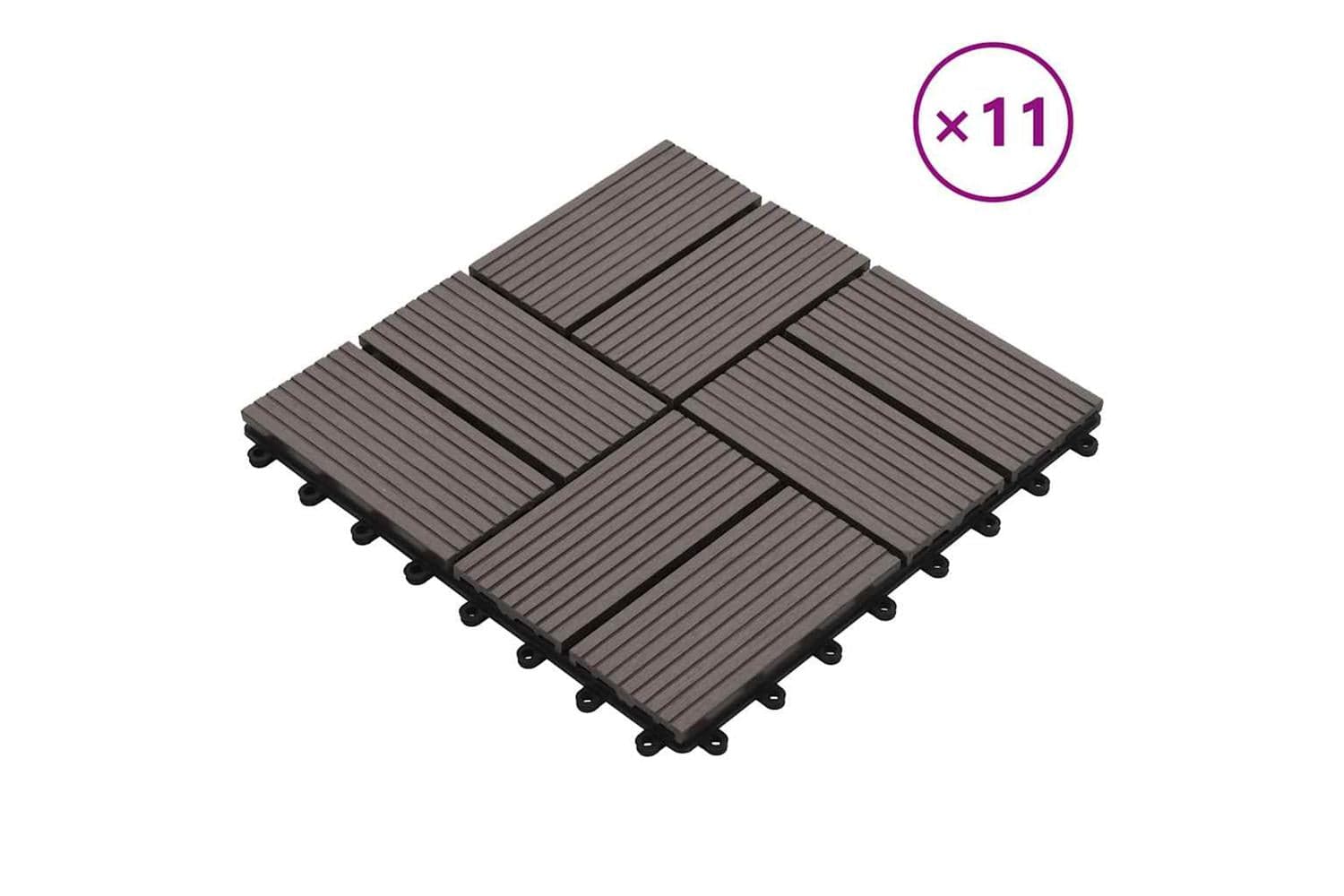 vidaXL 45033 11 Pcs Decking Tiles Wpc 30x30cm 1 Sqm Dark Br