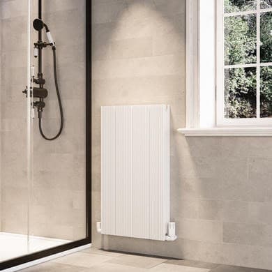 White Designer Vertical Single Panel Radiator 800 x 440mm - Laguna