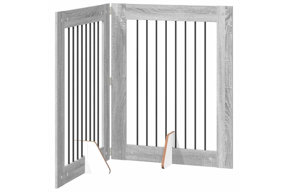 Vidaxl Foldable Dog Gate With Stands 2 Pcs Grey Sonoma 1605 Cm