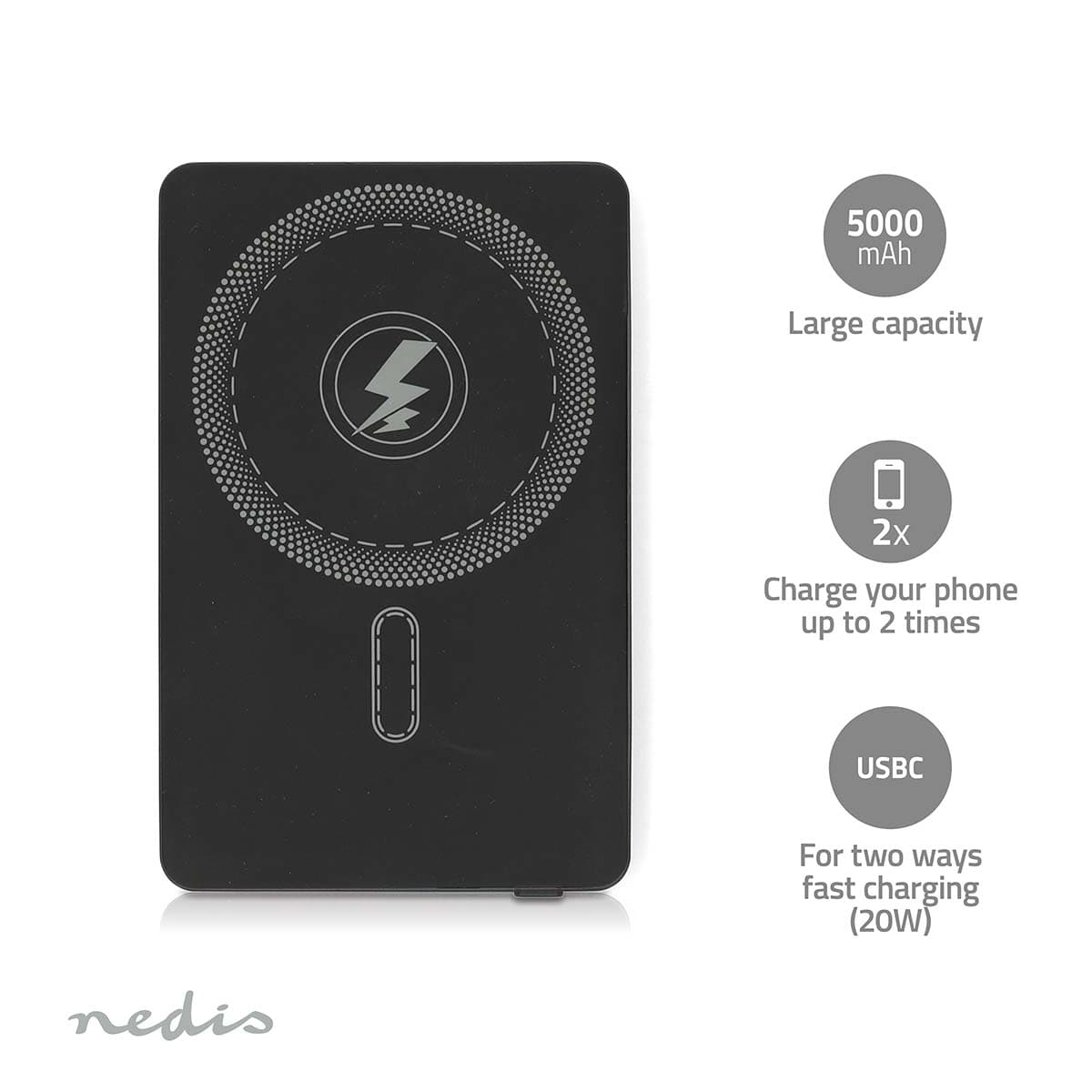 NEDIS 15w Pd Powerbank With Wireless Charge...