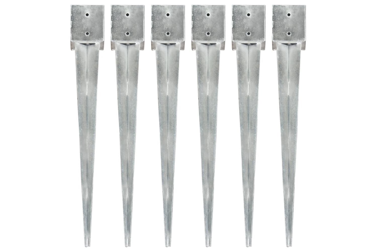 vidaXL 145426 Ground Spikes 6 Pcs Silver 12x12x89cm Galvanised Steel