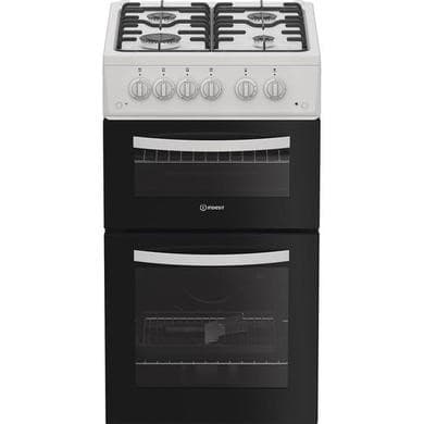 Indesit 50cm Twin Cavity Gas Cooker - White