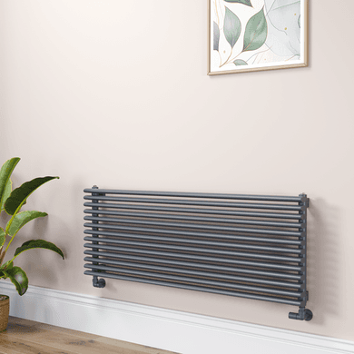 Ventura Linea Dark Grey Anthracite Oval Unique Designer Radiator 455x1200mm Single Panel 2836 BTU - Horizontal Bars