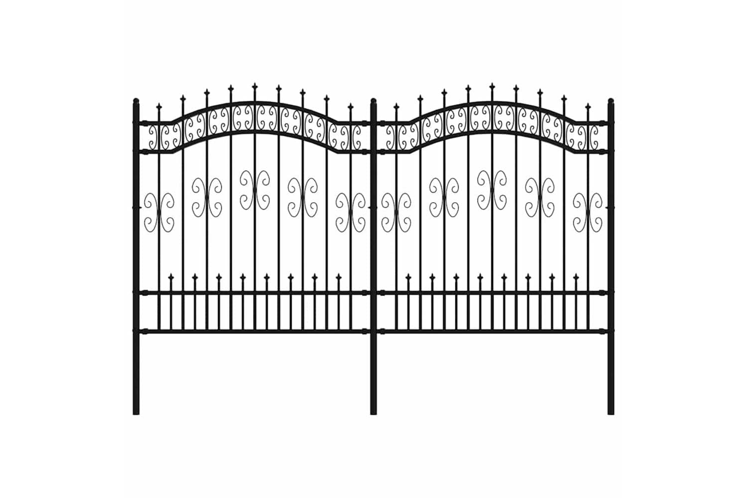 vidaXL 151086 Garden Fence With Spear Top Black 165cm Powder-coated Steel