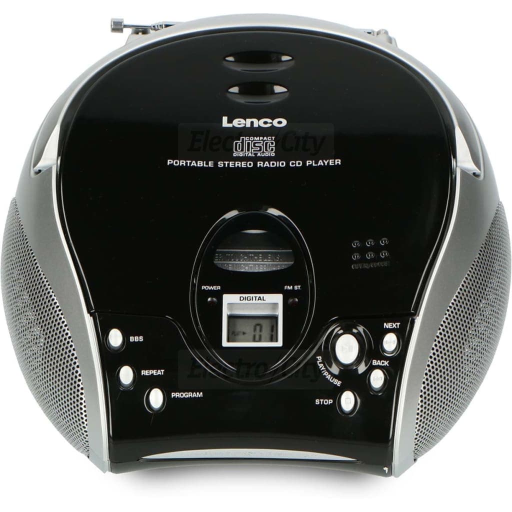 Lenco Portable FM Radio with CD Player | Black &amp; Silver