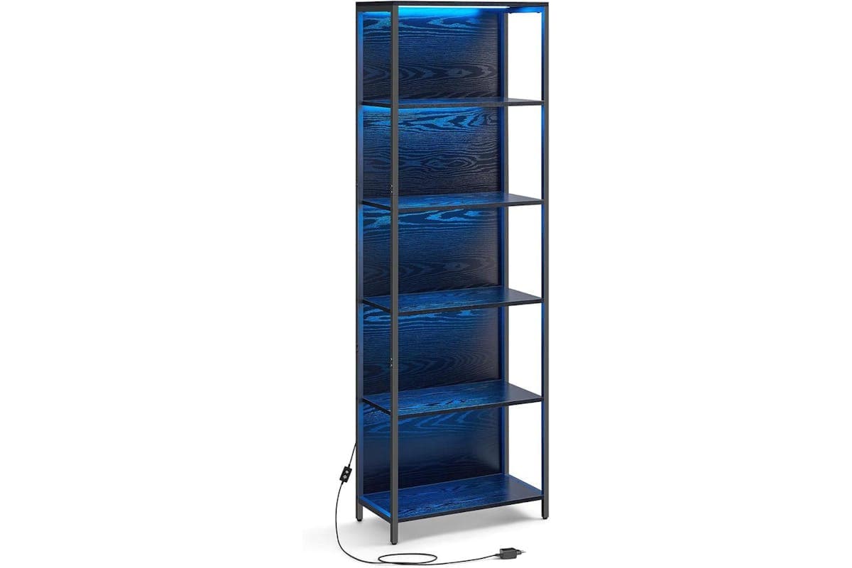 Vasagle Bookshelf | Bookcase | Steel And Chipboard | 6-tier | Ebony Black | 30.3 X 60 X 178.6 Cm