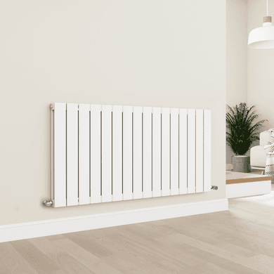 Eco Eleganza White Horizontal Flat Designer Aluminium Radiator 600x1200mm Double Panel 4890 BTU