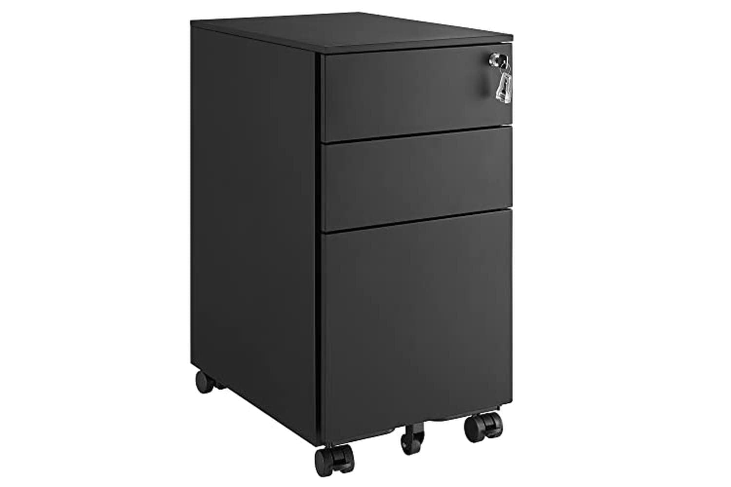 Songmics Office Filing Cabinet | Mobile Storage Cabinet | Steel | 3 Drawers | Black