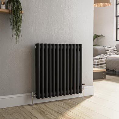 Reggio Midnight Black Horizontal Double Column Traditional Radiator