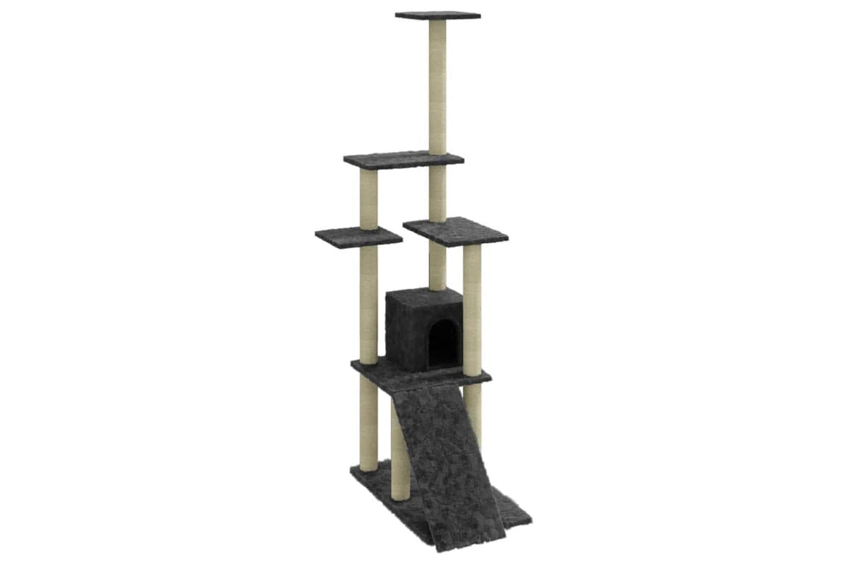 Cat Tree With Sisal Scratching Posts Dark Grey 155 Cm