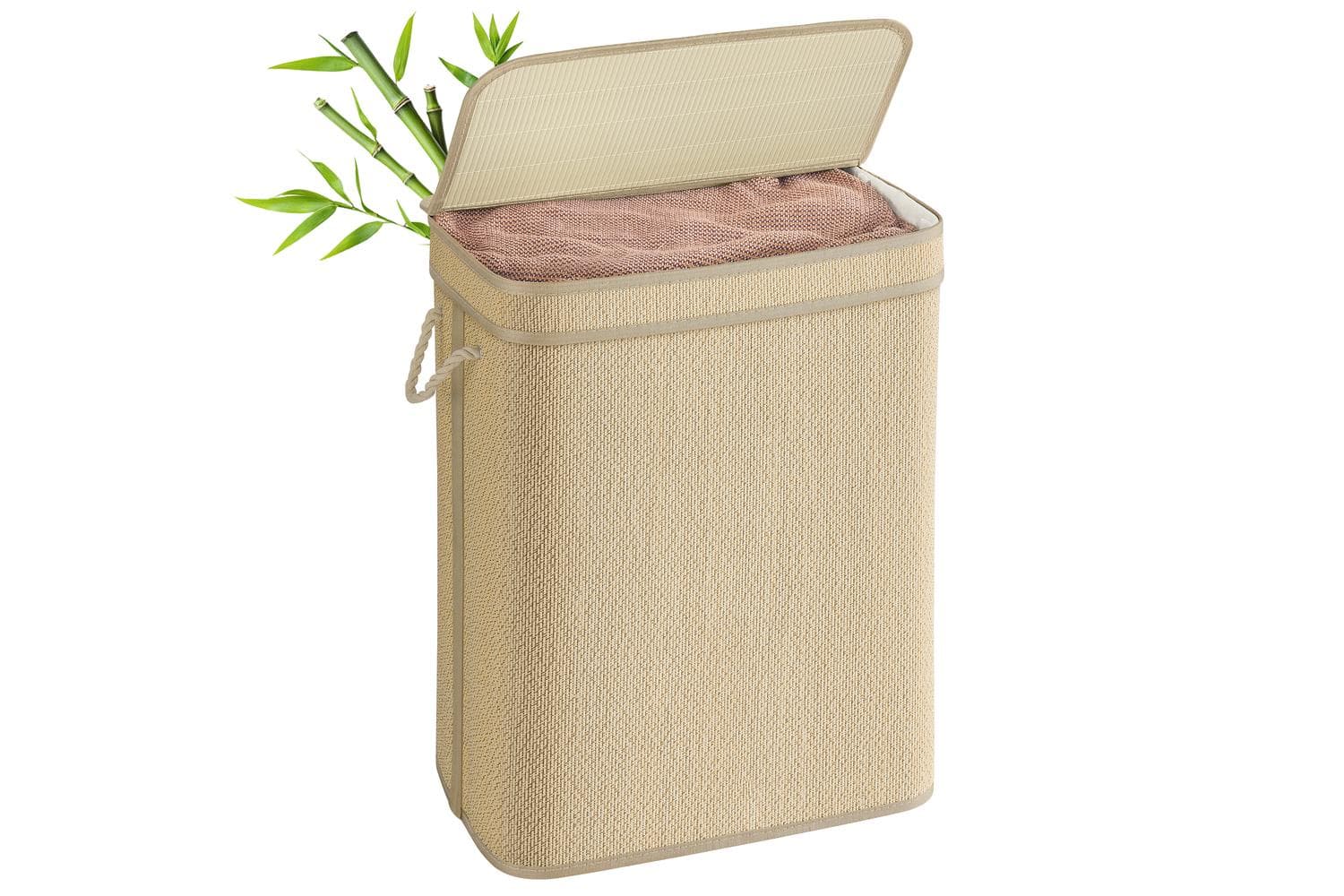 Laundry Hamper | Laundry Basket | Bamboo & Metal | 90 Litre