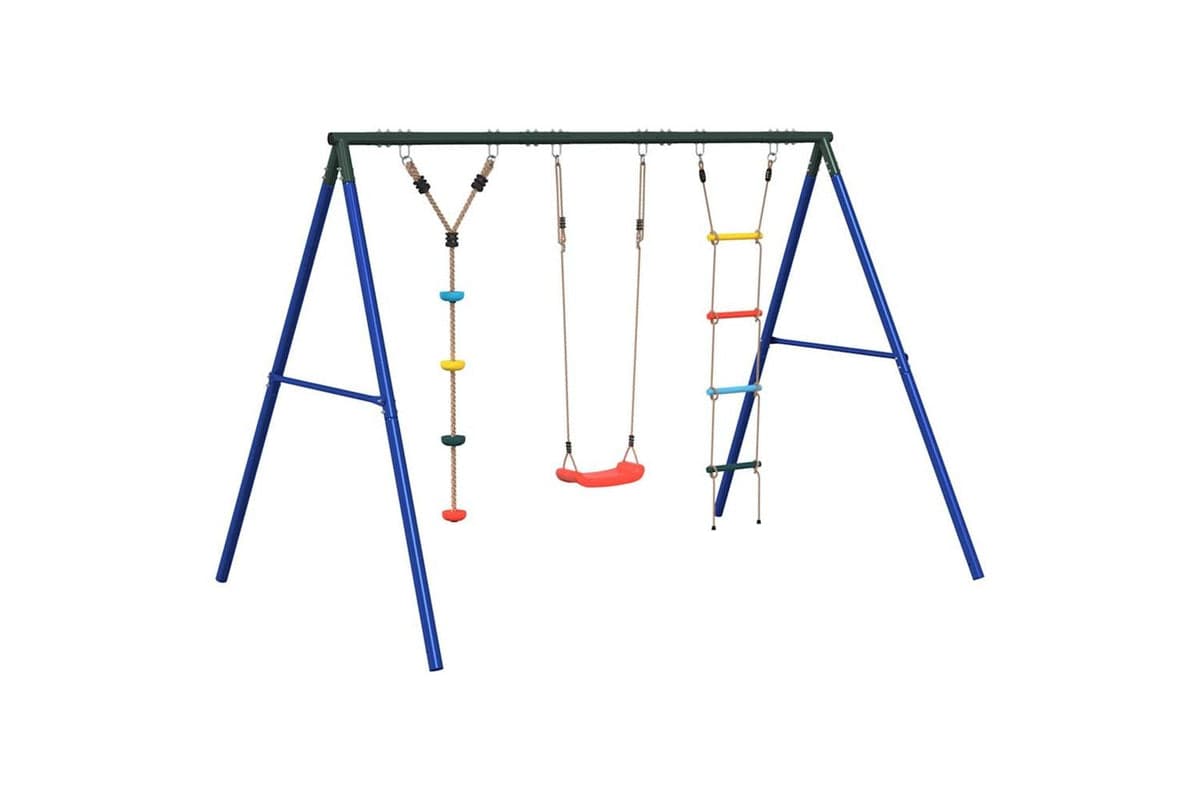 vidaXL 3283604 Outdoor Swing Set With Swing. Ladder. Disc Swing