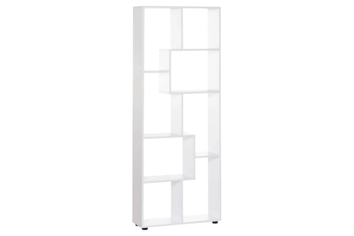 Homcom 8-Shelf Bookcase with Melamine Surface Foot Pads | White