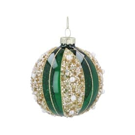 Glitter Striped Glass Tree Decoration 8cm