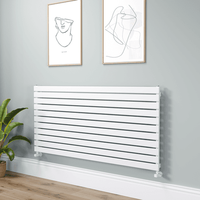 Riace Linea White Flat Designer Radiator 770x1600mm Single Panel 4638 BTU - Horizontal Bars