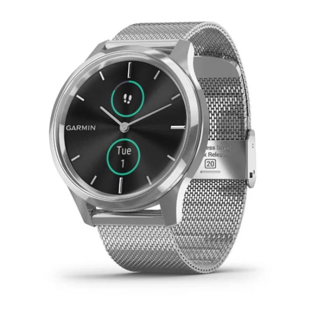Garmin Vivomove Luxe Smartwatch Silver Stainless Steel Case with Silver Milanese Band | 49-GAR-010-02241-03