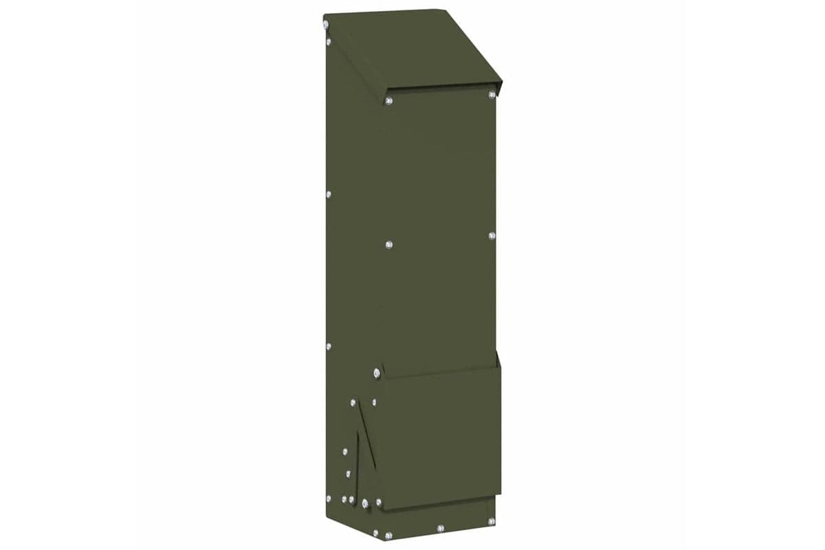 Vidaxl Chicken Feeder Olive Green 13 X 12 X 51 Cm Cold-rolled Steel