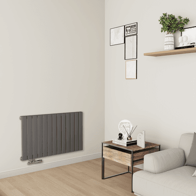 Eco Eleganza Anthracite Horizontal Flat Aluminium Middle Connection Radiator 600x975mm Single Panel 2992 BTU