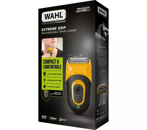 WAHL Extreme Grip Compact Travel Shaver - Black & Yellow