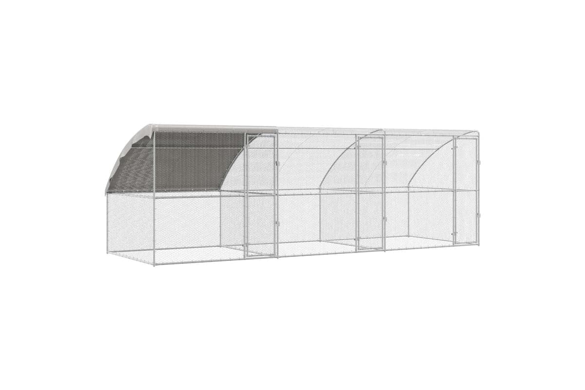 Vidaxl Chicken Cage 3 Pcs Silver 600 X 200 X 200 Cm Steel And Pe