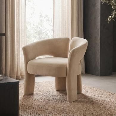 Azalea Velvet Modern Curved Accent Chair