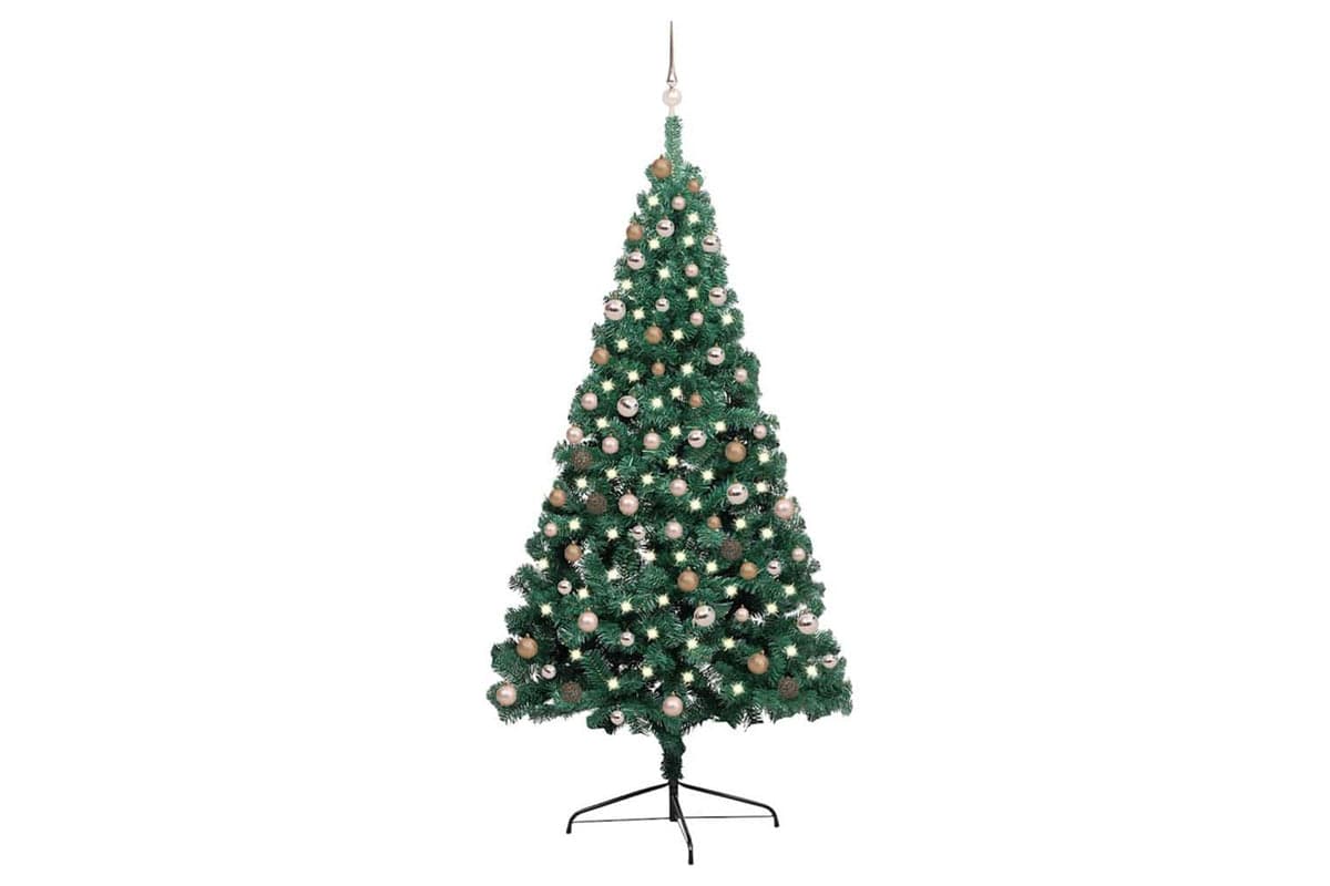 Vidaxl Artificial Half Pre-lit Christmas Tree Ball Set Green 210 Cm