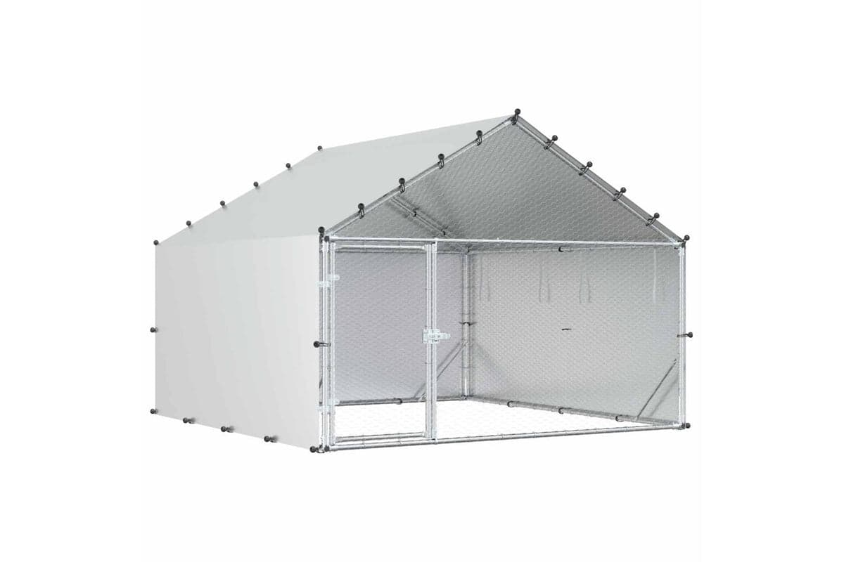 Vidaxl Chicken Coop With Roof Silver 200 X 200 X 150 Cm
